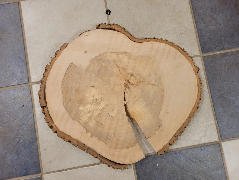Heart-Shaped Spalted Maple Wood Cookie 1xSlice w/ Customizable Finish Approx. (1