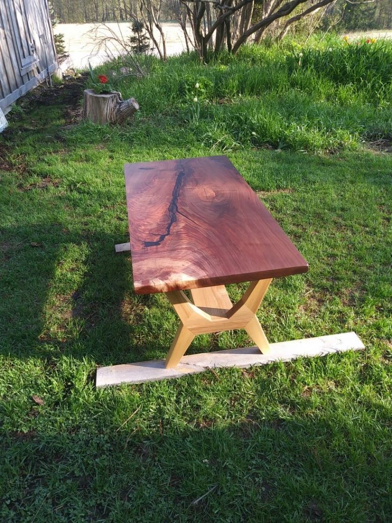 Modern Black Walnut Coffee Table | Ash Base