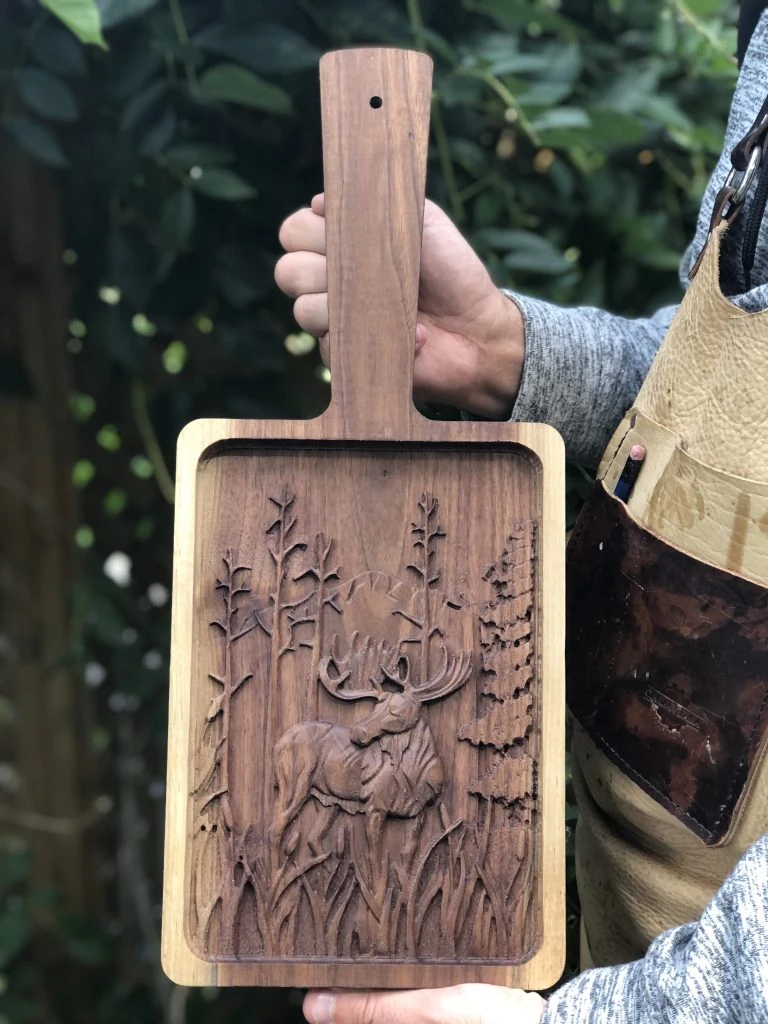 Black Walnut Moose Carving